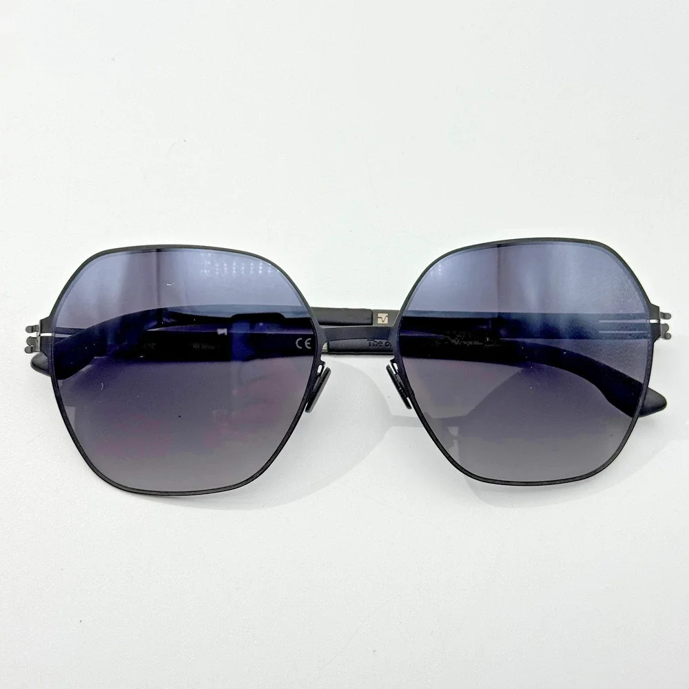 ic! Berlin Sunglasses Jacy C. IC0012 02B Black Butterfly Frame Gray Lens 58mm